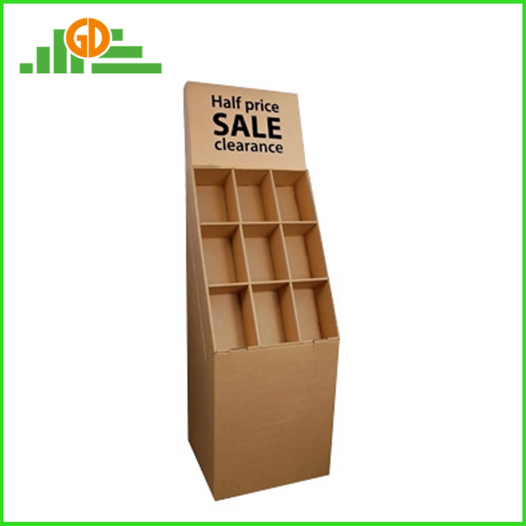 kraft paper floor display stand, cardboard display rack