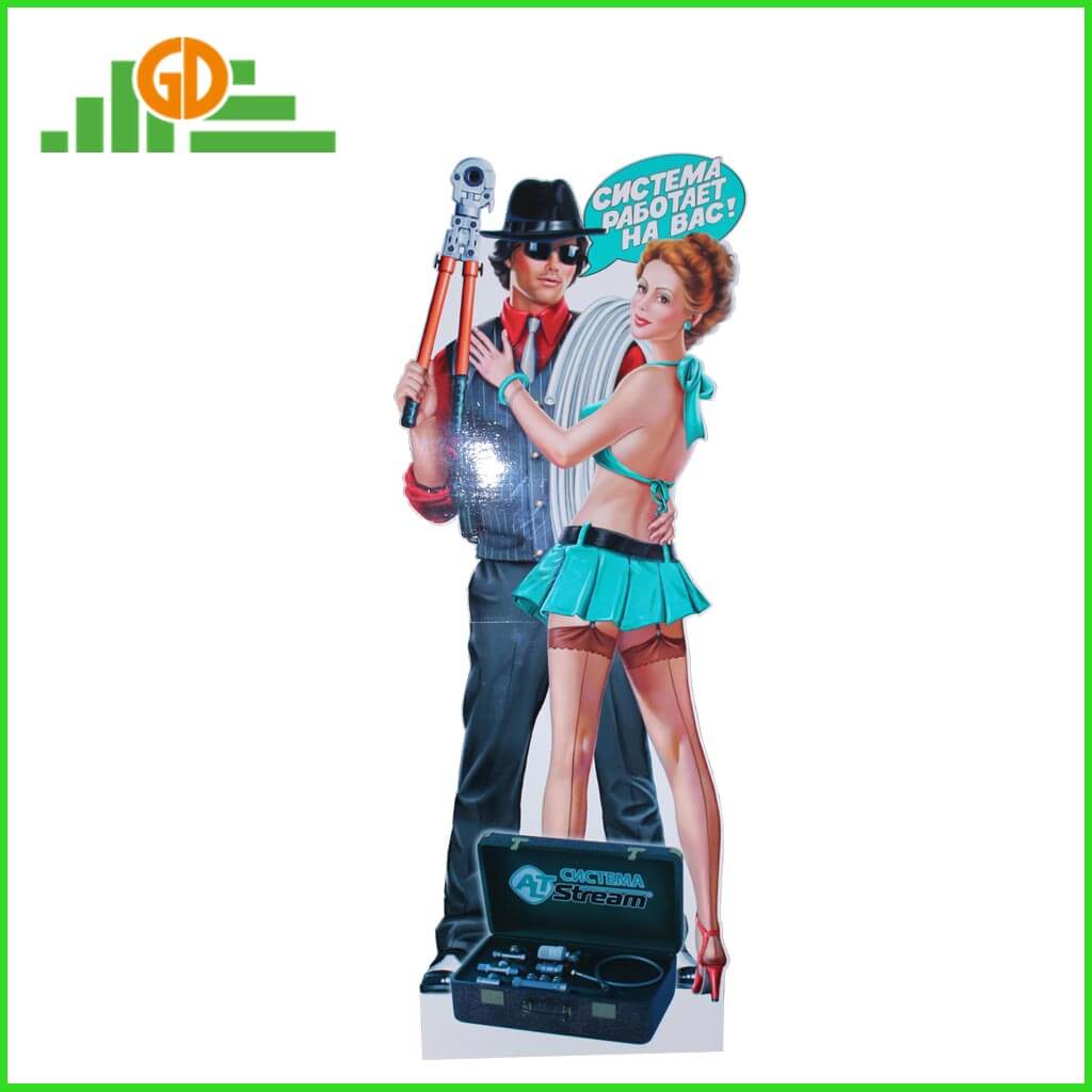 Advertising lifesize human shaped cardboard cutout standee, advertising cardboard standee