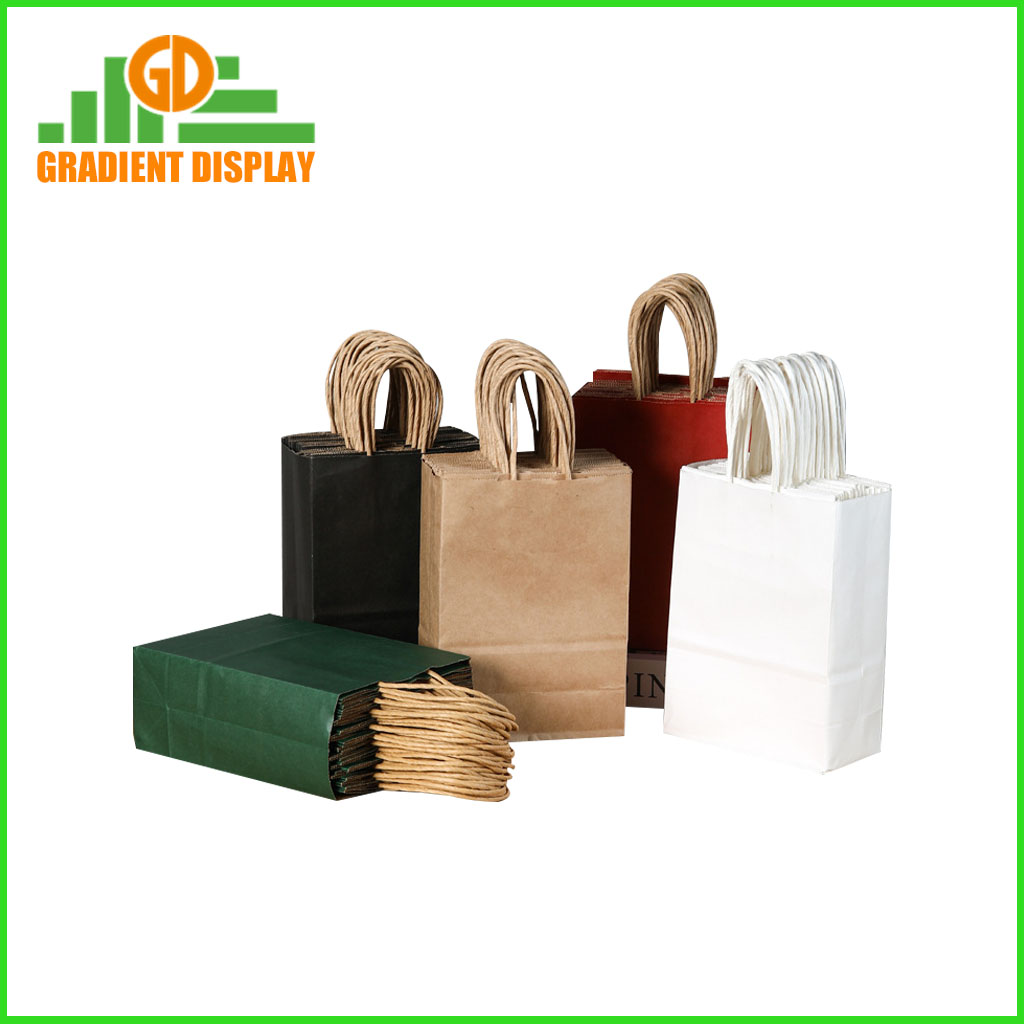 Eco-friendly Custom Logo Print Kraft Paper Bag Gift Packaging Bag with Handle