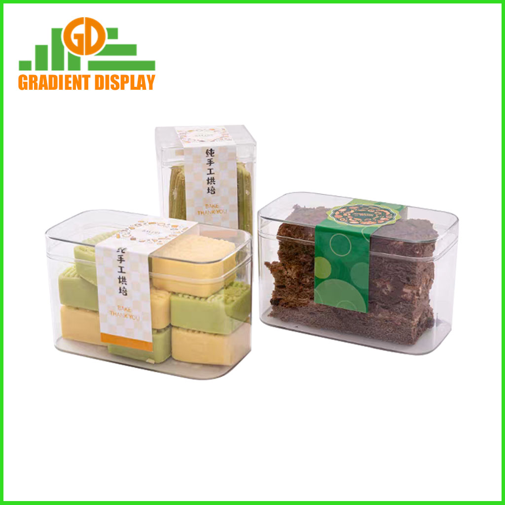 High Quality Durable Transparent Box Plastic Rectangular Pastry Box Sweet Tiramisu Dessert Box Packaging Container