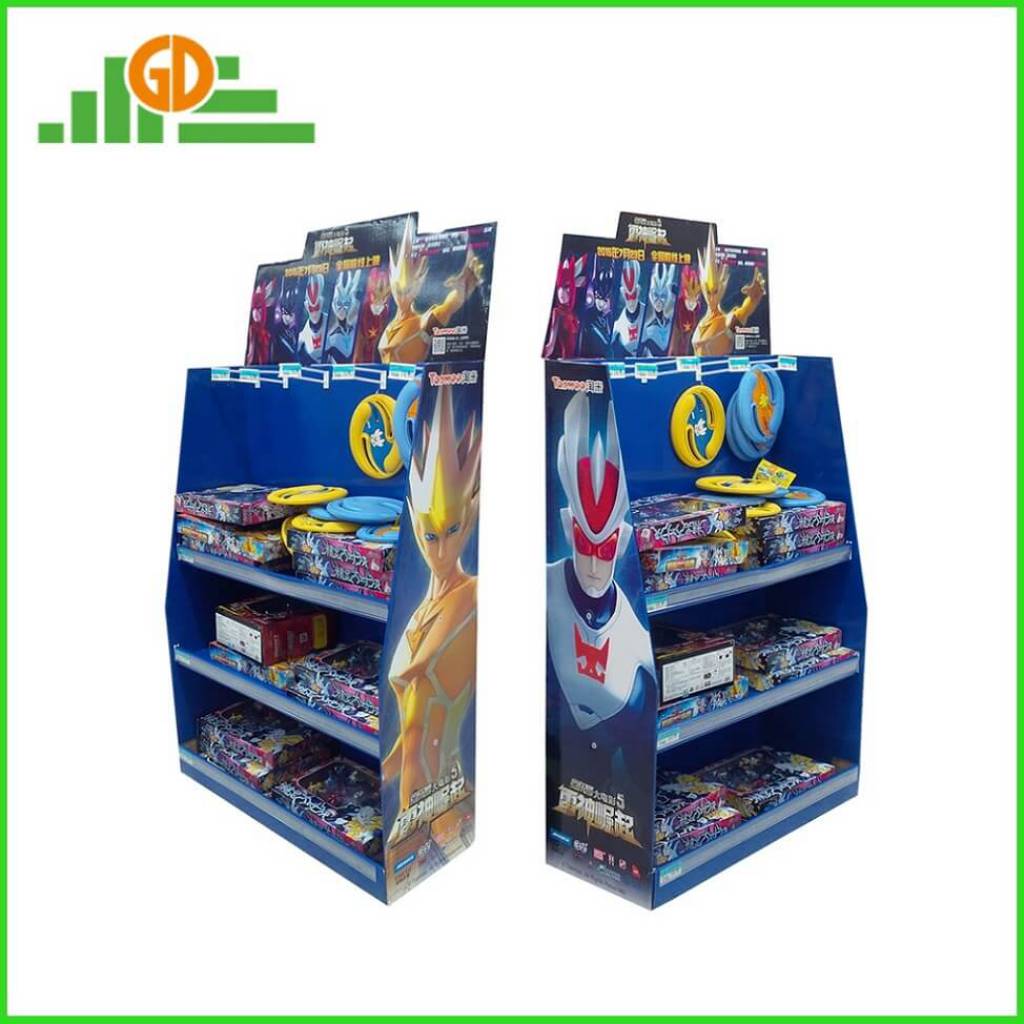 3-tier cardboard floor displays with hook for toys