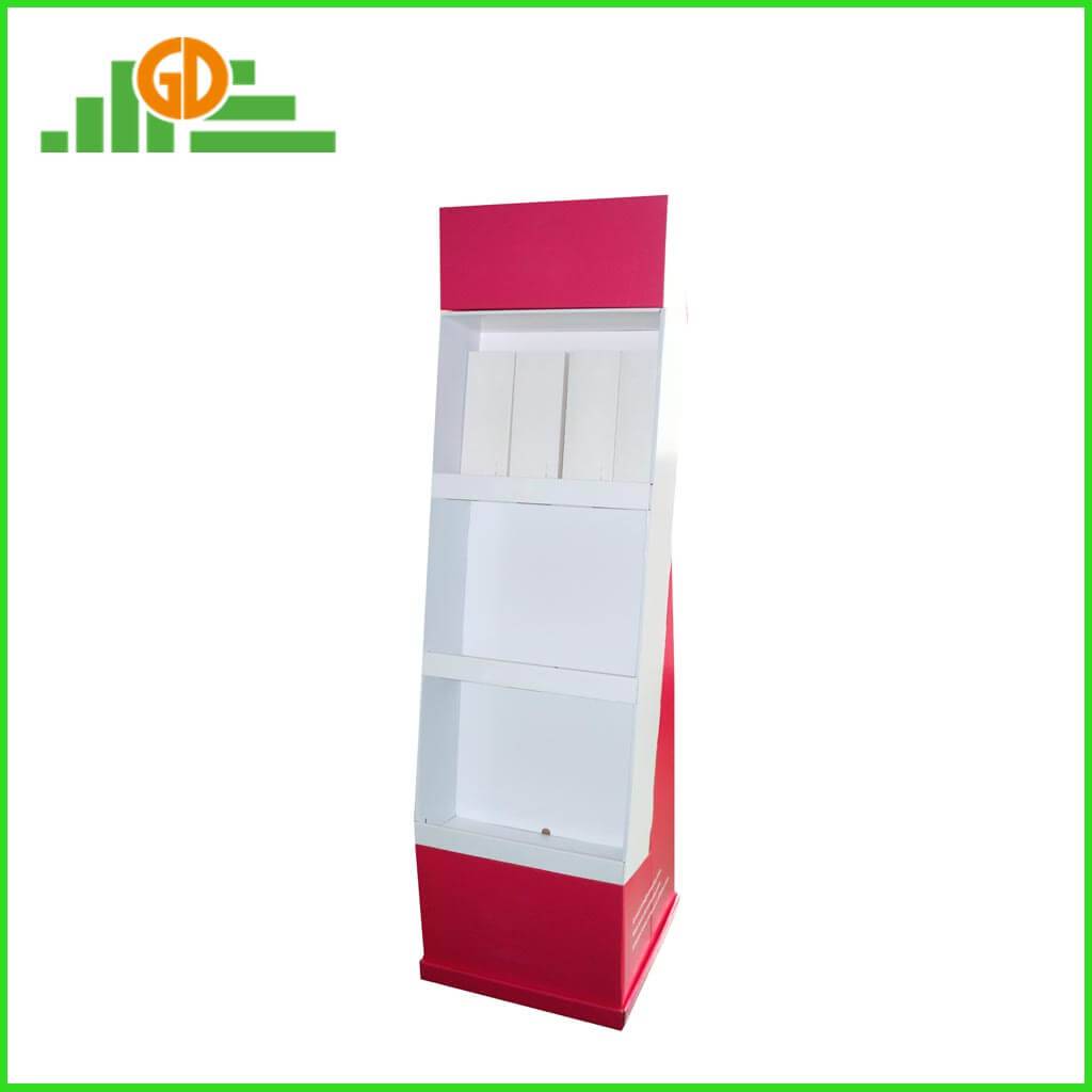 expositor de suelo de cartón personalizado con base estable en la tienda