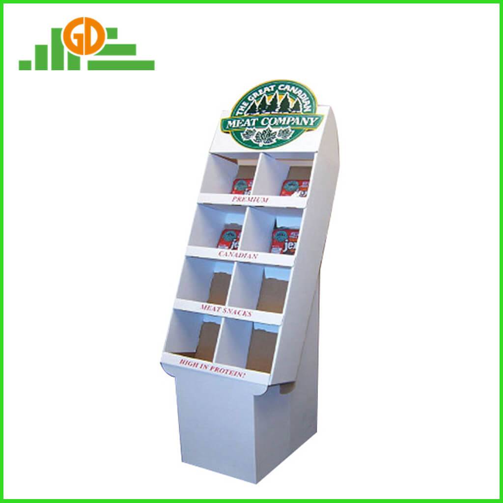 3-tier cardboard floor display stand for snacks