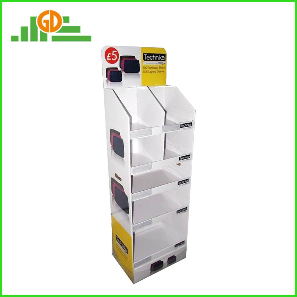 5 tiers cardboard floor display rack for electronic products