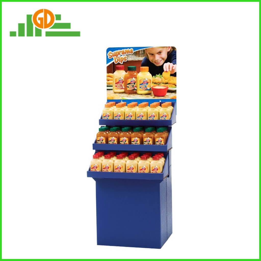 POS Free Standing T-Shape corrugated display stand for Juice retail