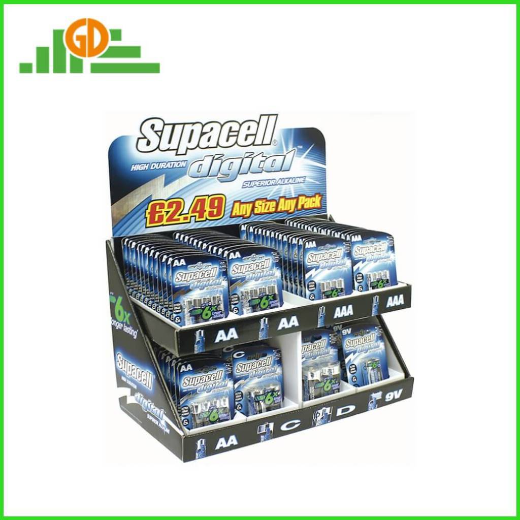 4 Color Offset Printing Battery Cardboard Counter Display Box PDQ