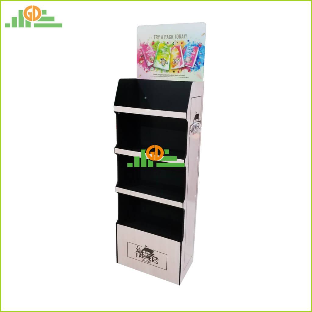 Customized 4 shelf floor standing PP hollow sheet display stand PP corrugated display