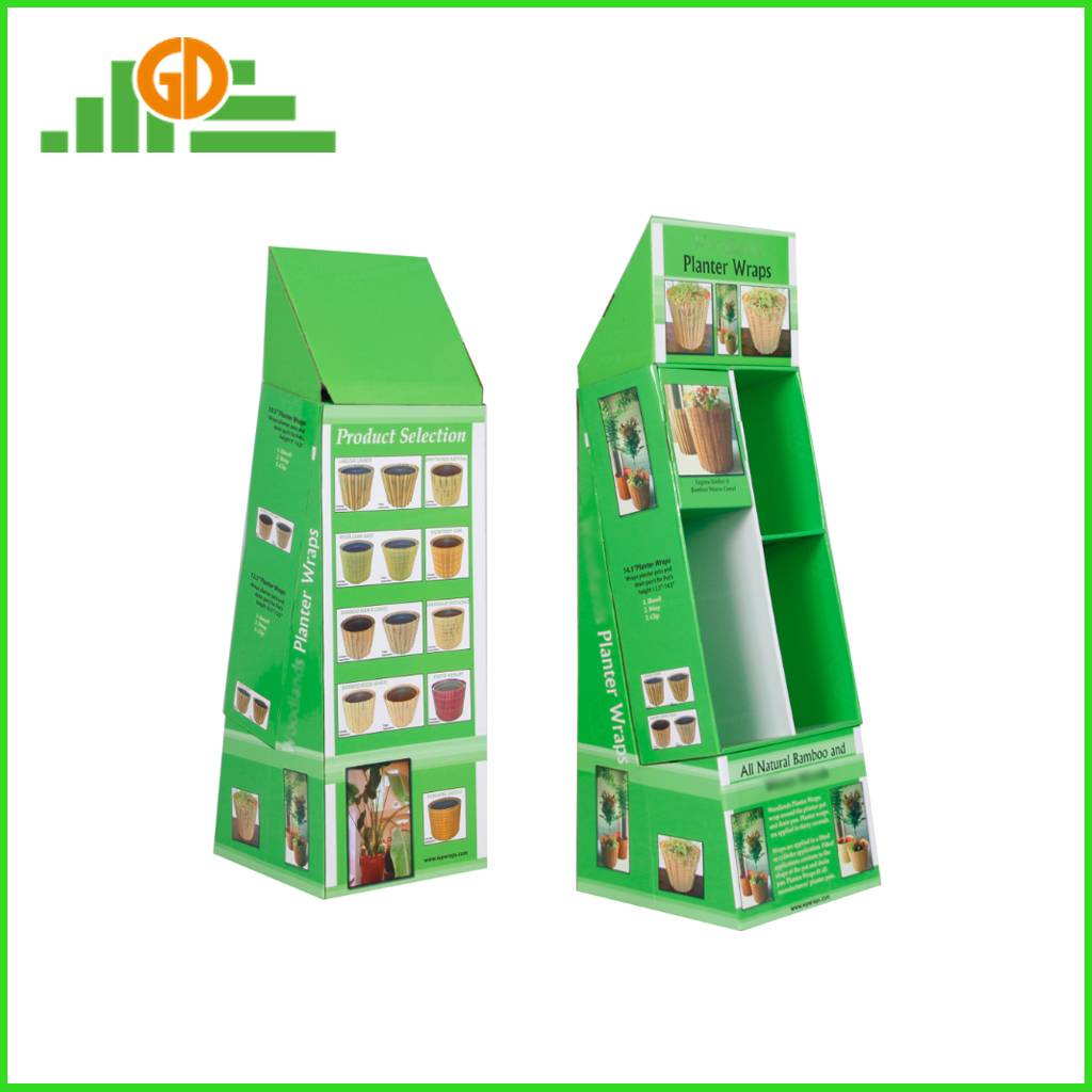 POP CMYK printing cardboard floor display cardboard display rack for plants