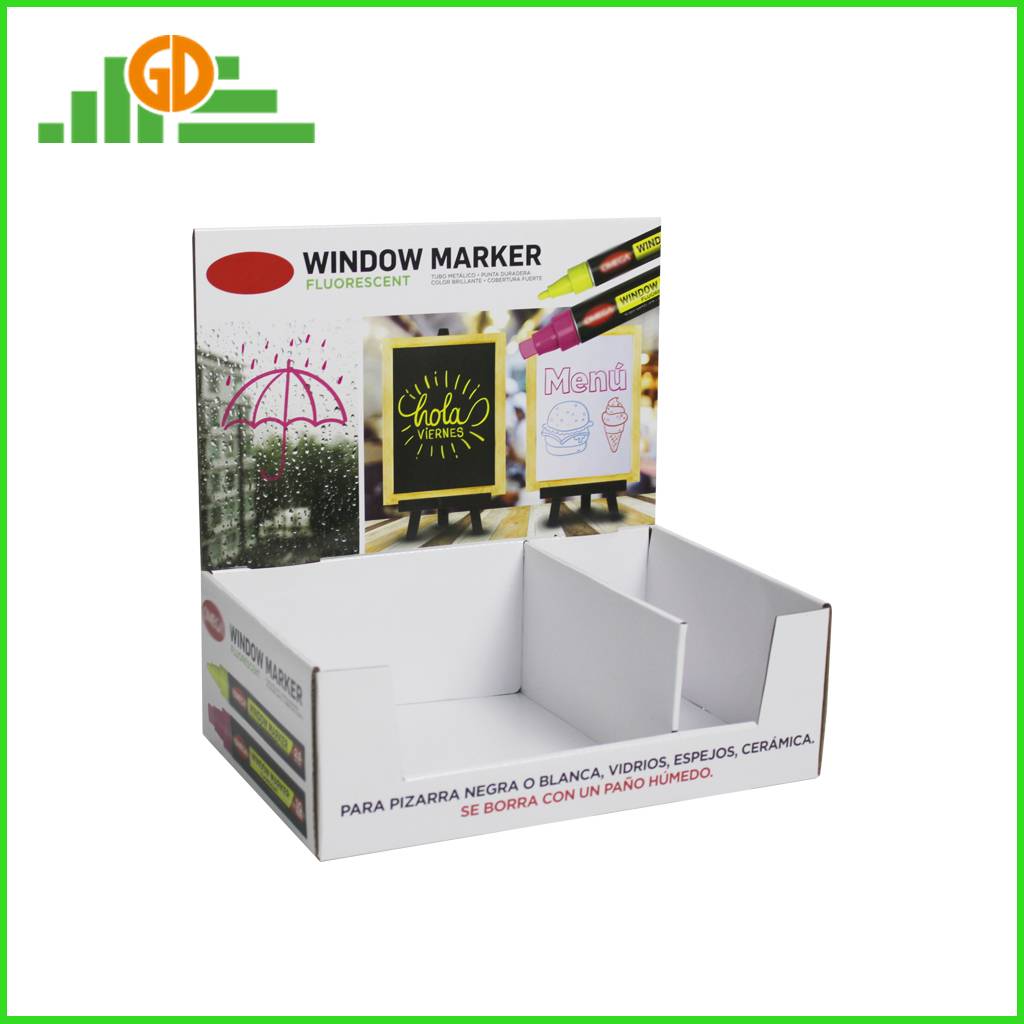 CMYK Printing cardboard counter display for Marker Pen custom countertop display box for stationery