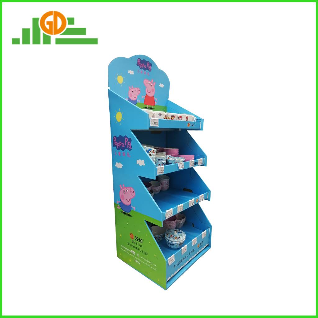 4-tier ladder shape cardboard floor display for bowl