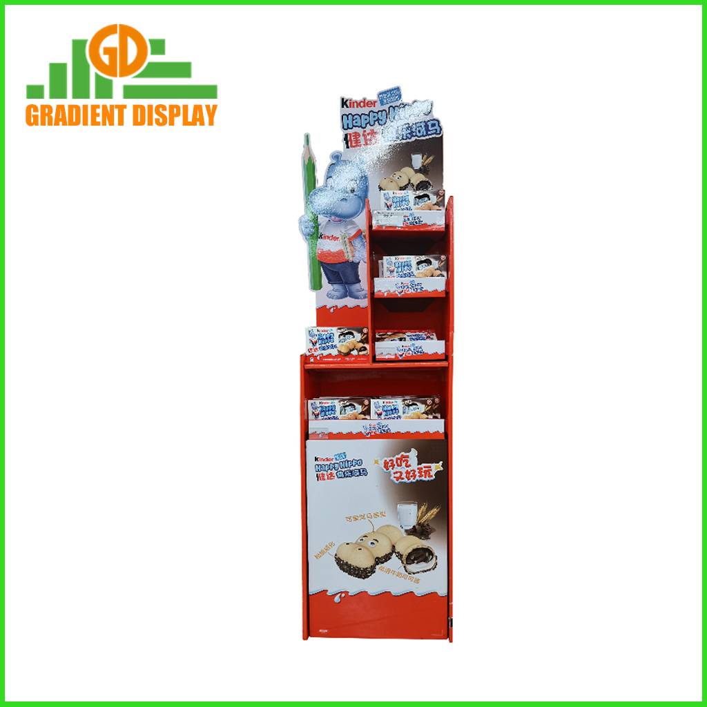 Custom design cardboard floor display for Kinder Chocolate