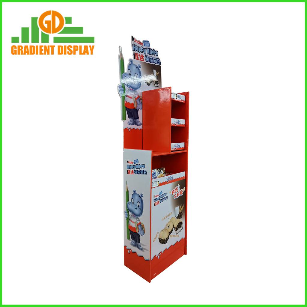 Custom design cardboard floor display for Kinder Chocolate