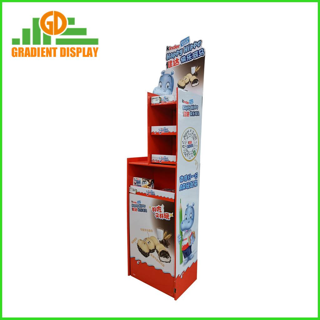 Custom design cardboard floor display for Kinder Chocolate