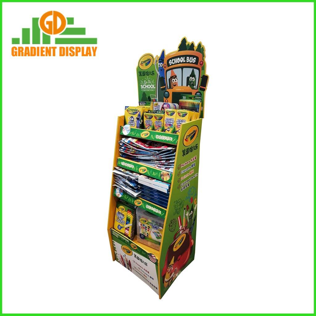 Back to school customized corrugated cardboard display for Stationery