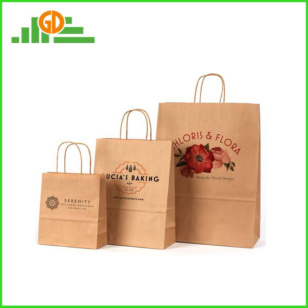 Customized Kraft Paper Bag for Bakery Cafe Coffee Catering Takeaway with LOGO Printing