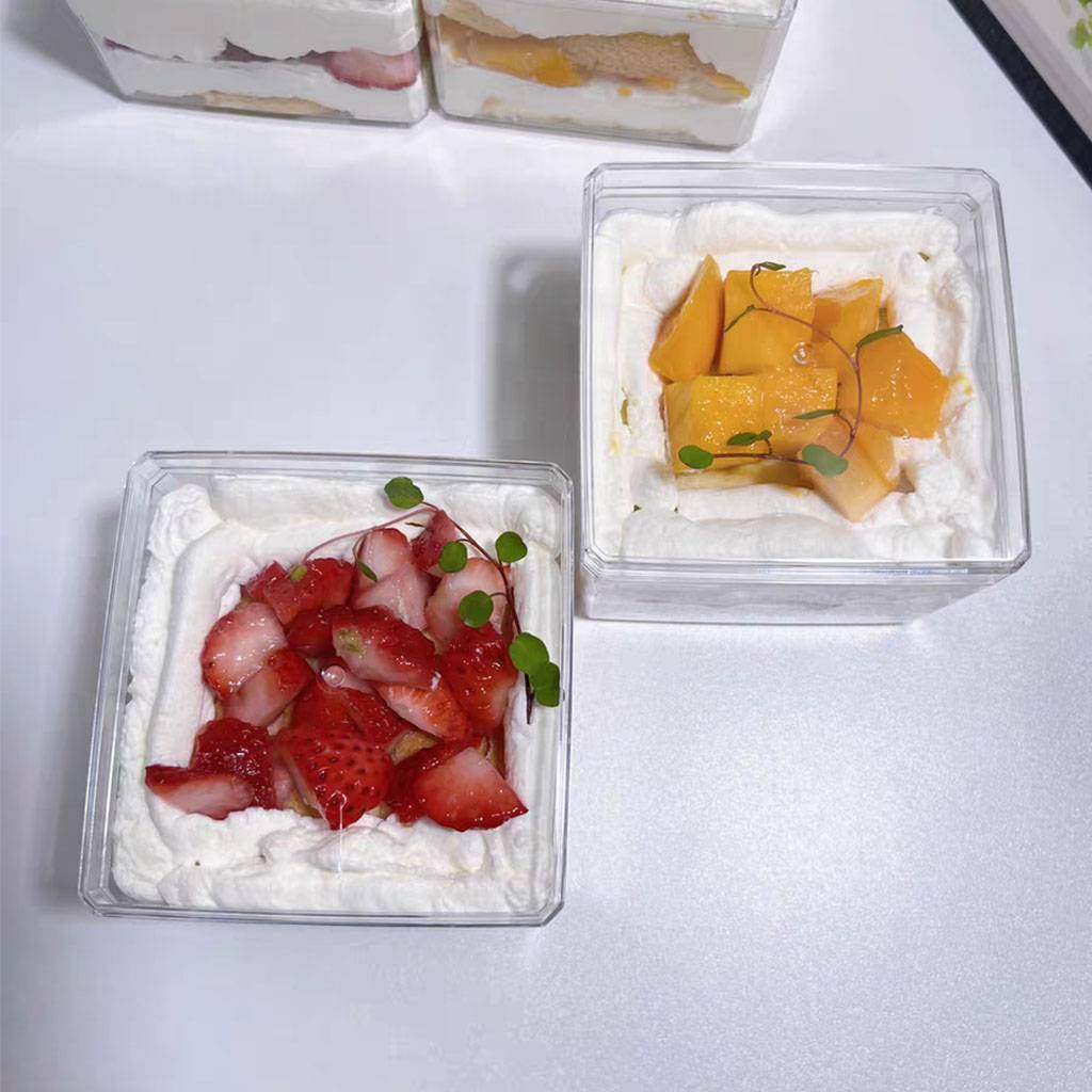 Food Grade Plastic Transparent Biscuit Box Pastry and Dessert Tiramisu Box with Lid