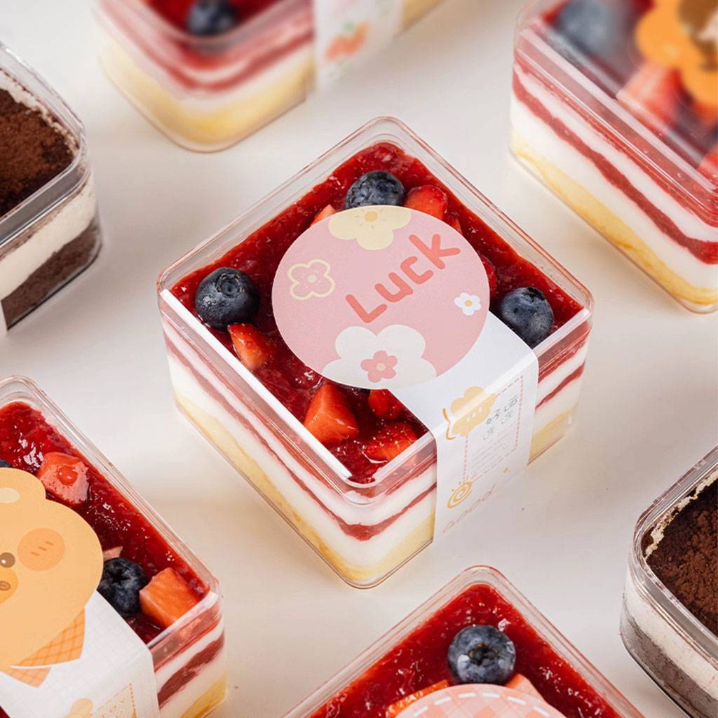 Food Grade Plastic Transparent Biscuit Box Pastry and Dessert Tiramisu Box with Lid