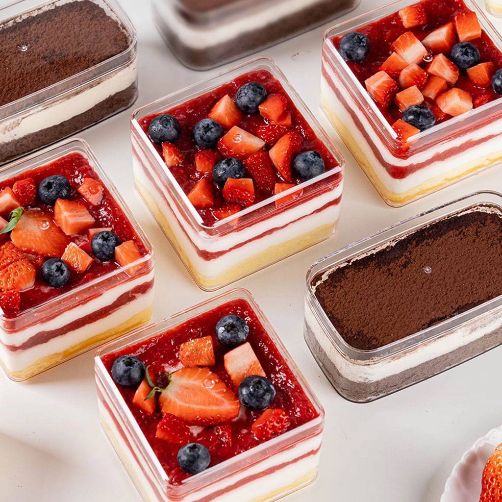 Food Grade Plastic Transparent Biscuit Box Pastry and Dessert Tiramisu Box with Lid