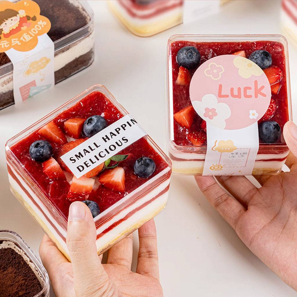Transparent Square PS Plastic Tiramisu Dessert Cake Box Cake Dessert Box for Bakery Store Hard Plastic Cake Box