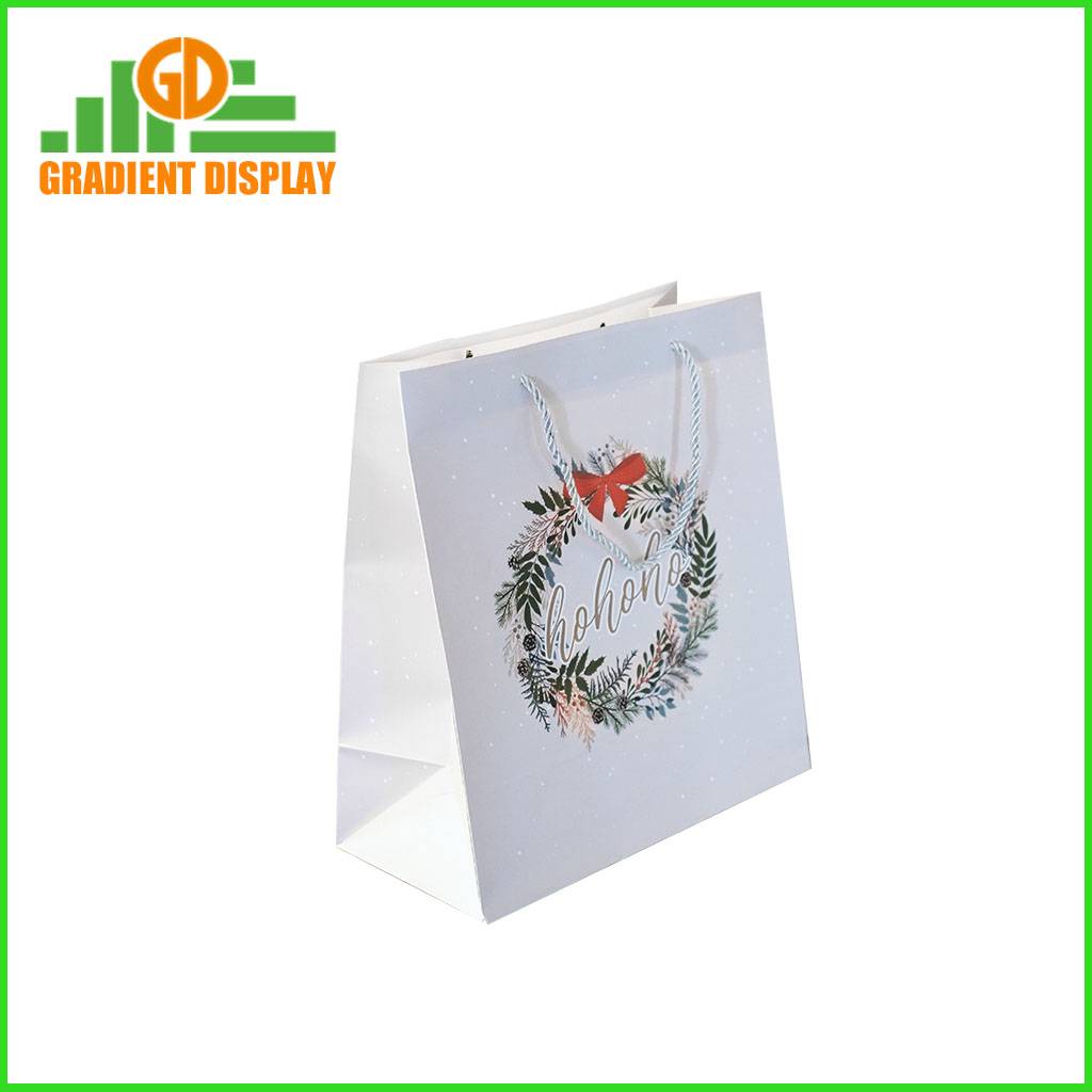 Luxury Paper Bags White Card Shopping Paper Bags with Handles Recycled Ivory Board Paper for Christmas Season