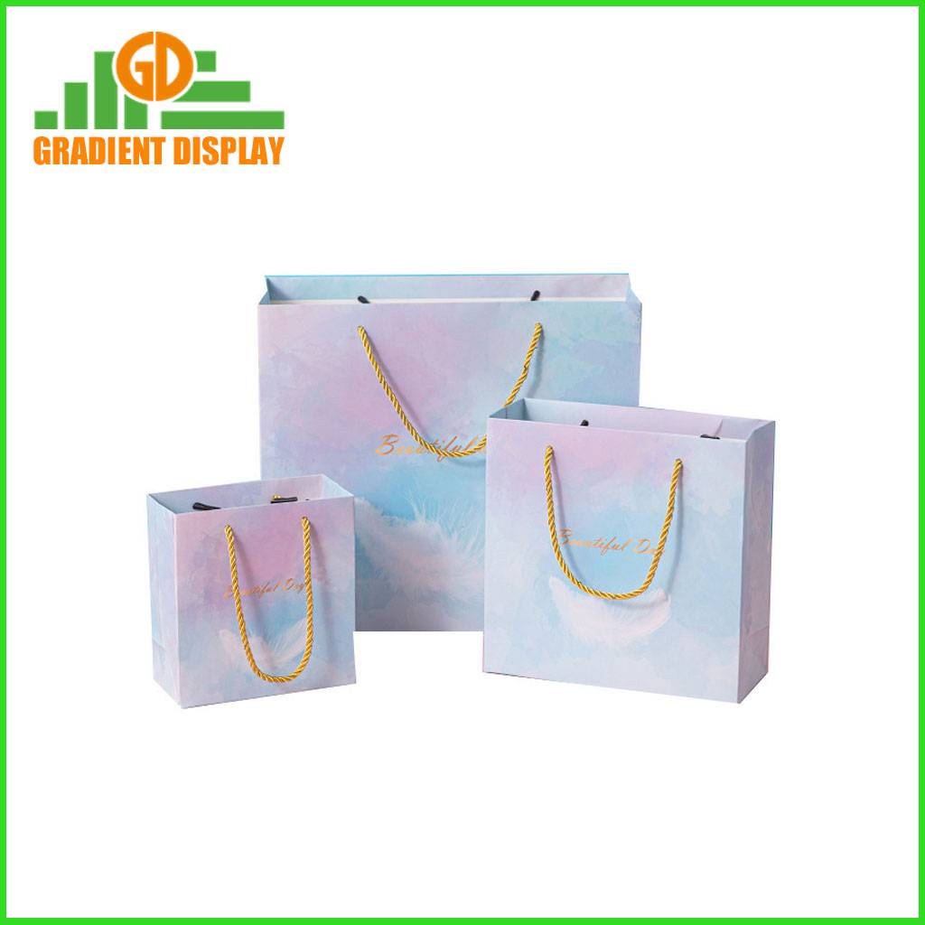 Pink Color Luxury Gift Paper Bag White Card Shopping Paper Bags with Handles Custom Logo Printing for Brand Shops