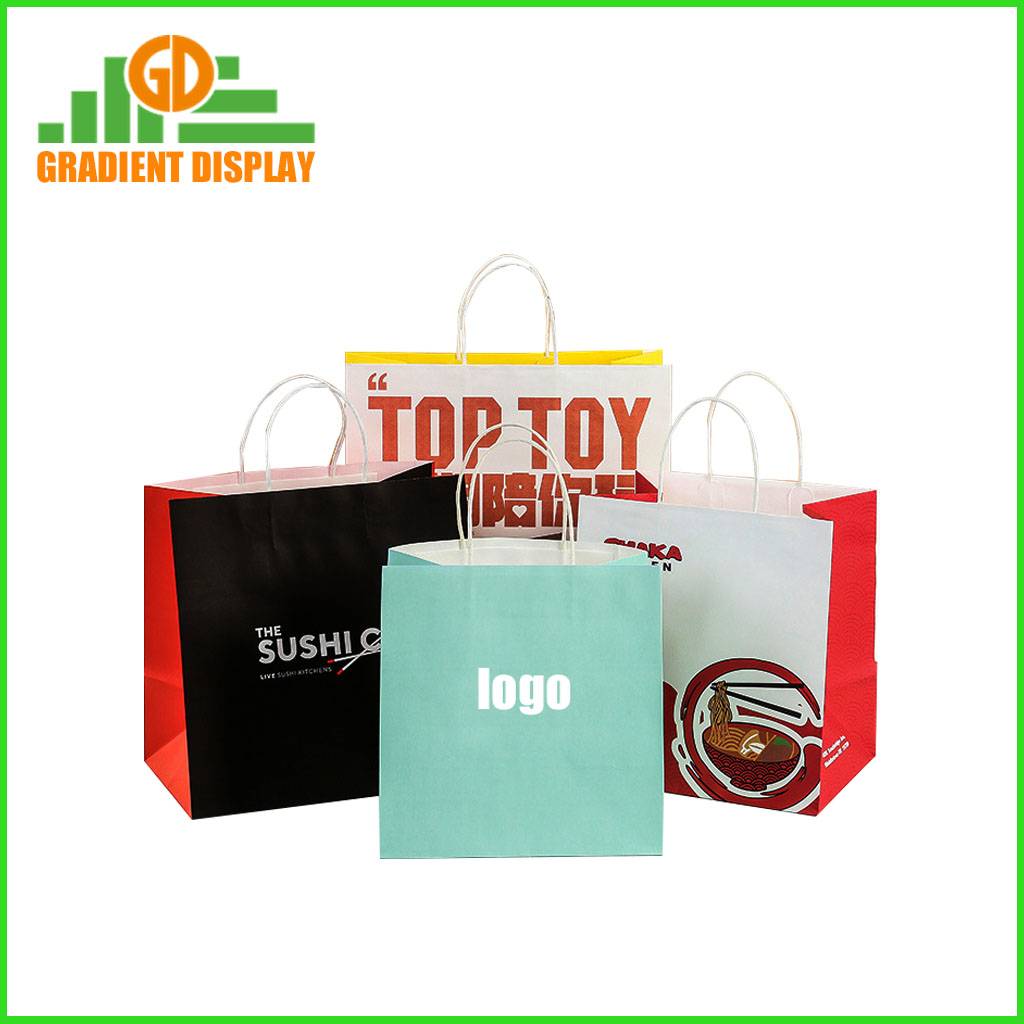Eco-friendly Custom Logo Print Kraft Paper Bag Gift Packaging Bag with Handle