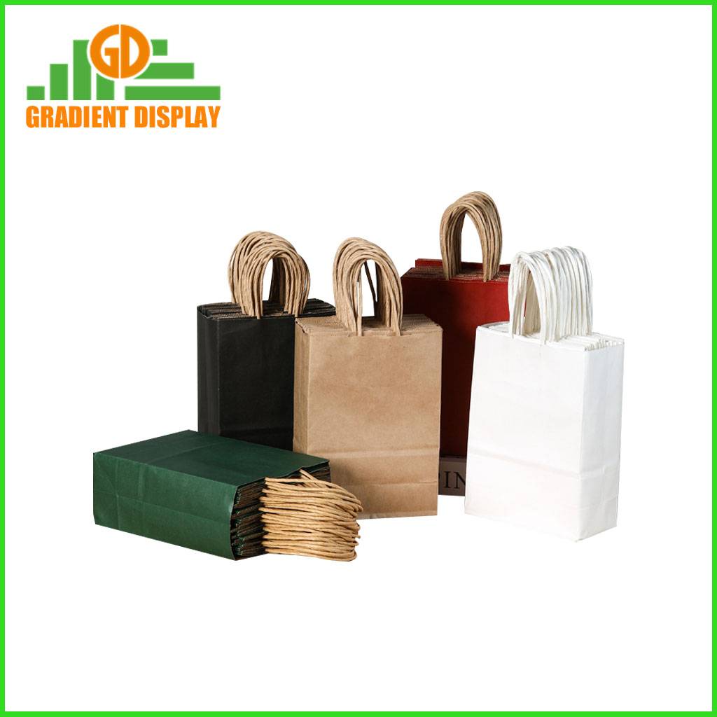 Eco-friendly Custom Logo Print Kraft Paper Bag Gift Packaging Bag with Handle