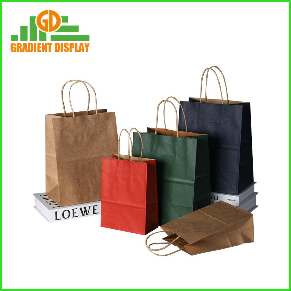 Durable Handle Kraft Paper Shopping Bags for Supermarkets Grocery Paper Bags with Handles