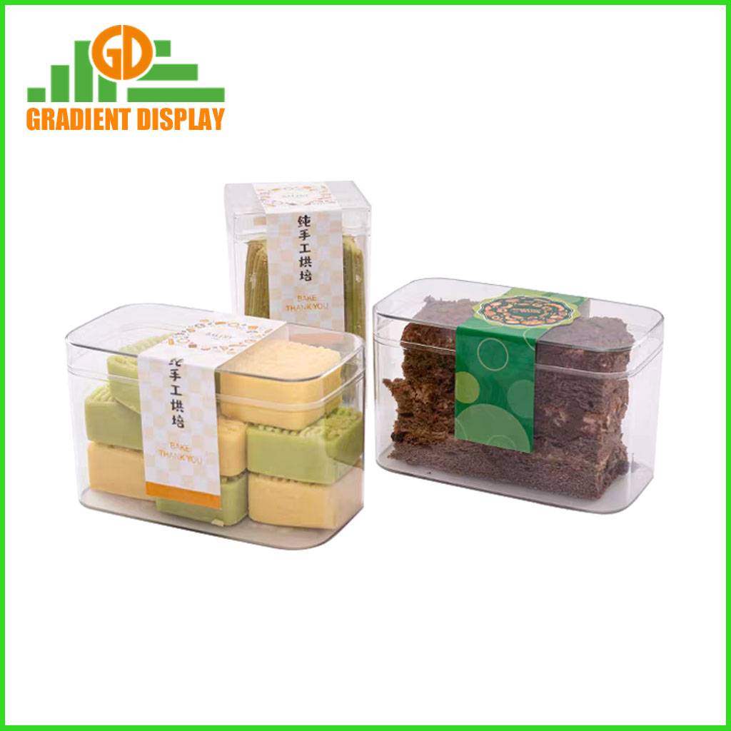 High Quality Durable Transparent Box Plastic Rectangular Pastry Box Sweet Tiramisu Dessert Box Packaging Container