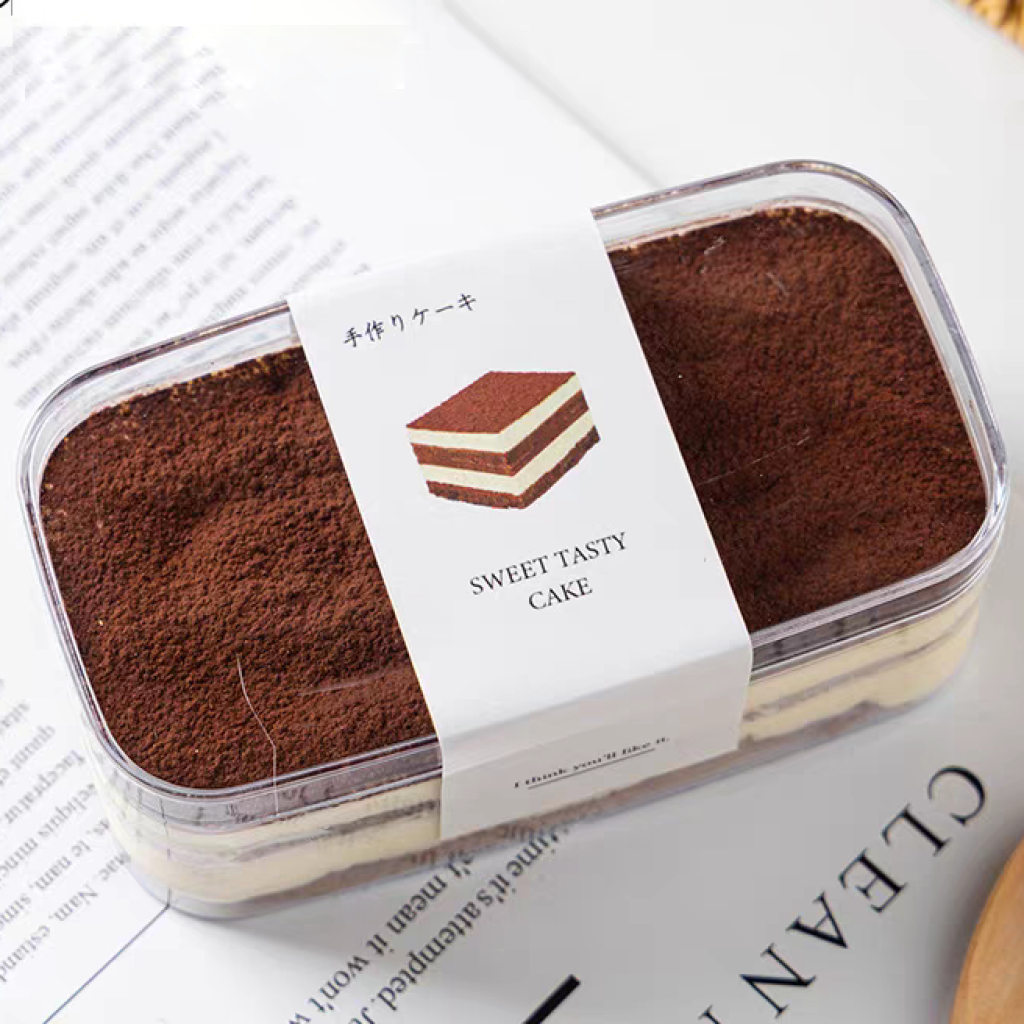 Rectangle Clear Transparent Plastic Boxes with Lid for Mousse Cake Cafe Store Plastic Box for Tiramisu