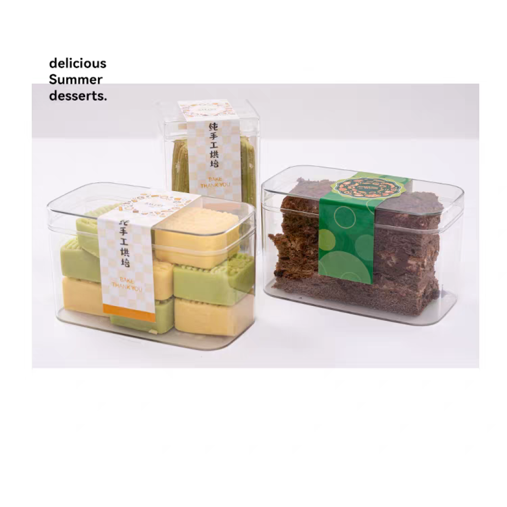 Transparent Biscuit Box Durable Using Clear Rectangle Pastry Box Plastic Tiramisu Dessert Cake Box
