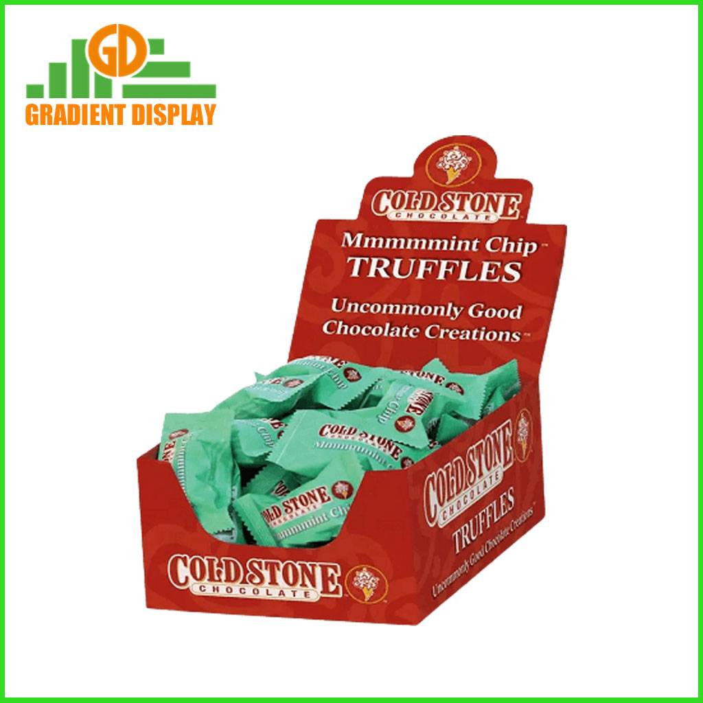 Custom Merchandising Cardboard Tear Off Display Box for Snacks Chocolates with Header