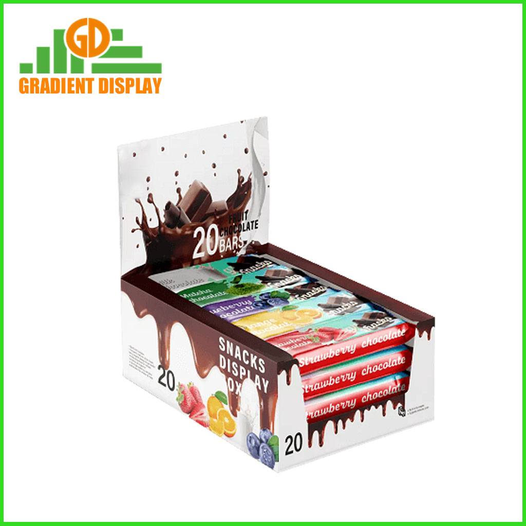 Custom Merchandising Cardboard Tear Off Display Box for Snacks Chocolates with Header