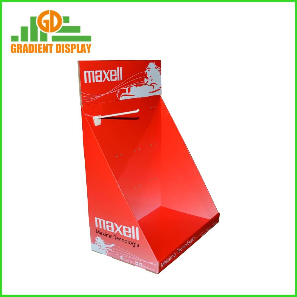 Custom Logo Corrugated Cardboard Counter Display Box with Hooks for Electronic Product Brands