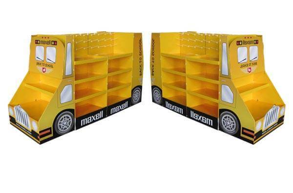 Exhibición de cartón en forma de camión de batería Maxwell para promoción