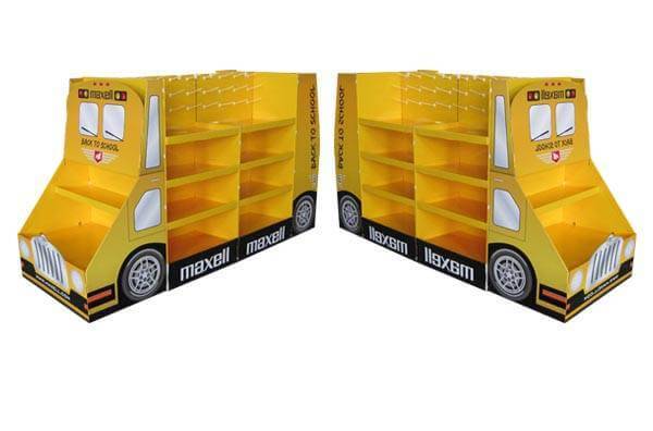 Maxwell battery truck shaped cardboard display for promotion