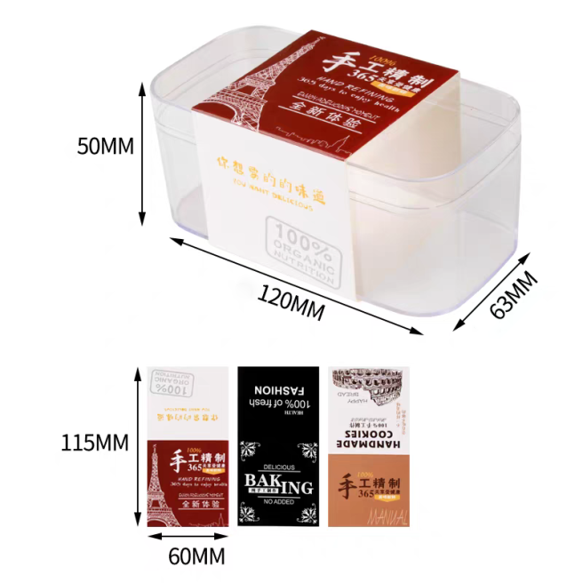 Rectangle Clear Transparent Plastic Boxes with Lid for Mousse Cake Cafe Store Plastic Box for Tiramisu