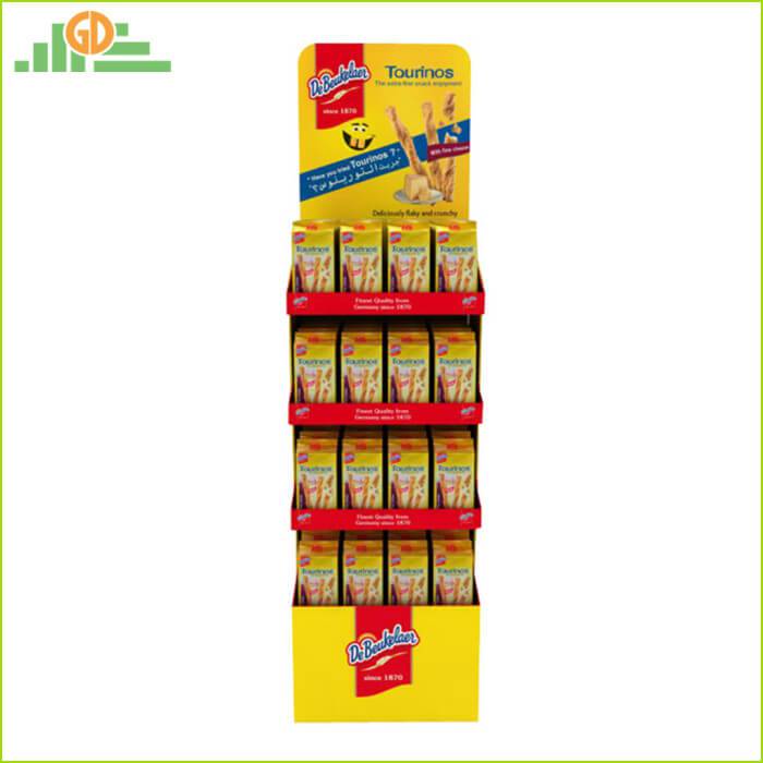 Supermarket 4 Trays Floor Stand Cardboard Display