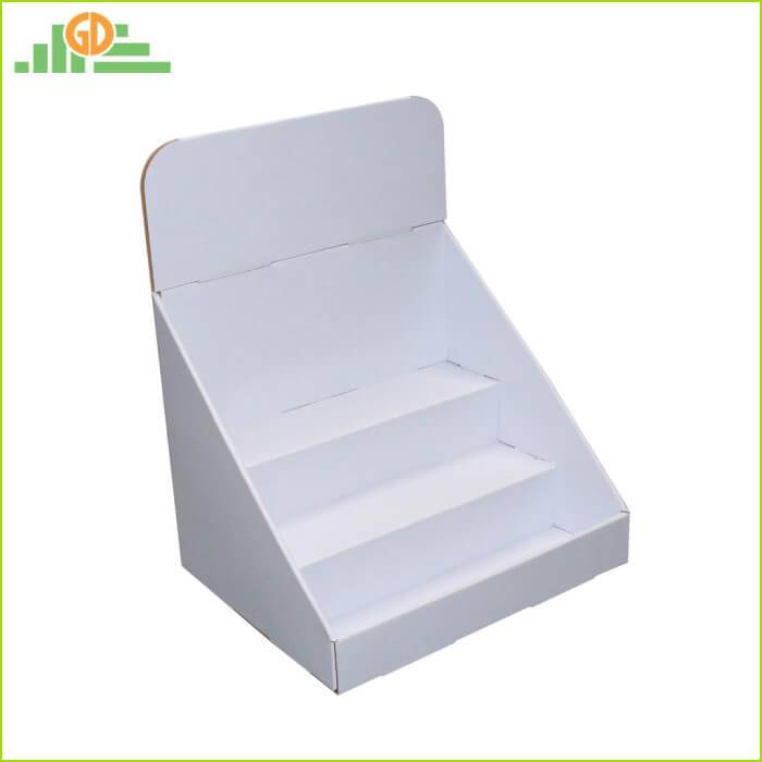 3 Tiers White Cardboard Counter Display, Cardboard Countertop Displays