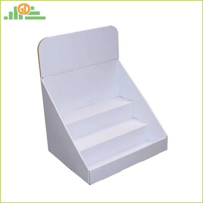 3 Tiers White Cardboard Counter Display Box For Product Retail