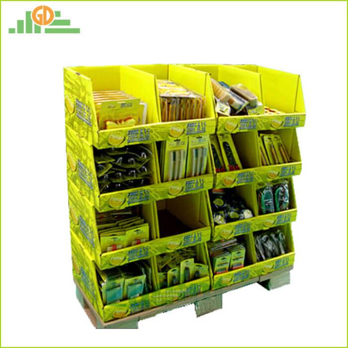 Exhibición de paleta de cartón apilable POP venta caliente